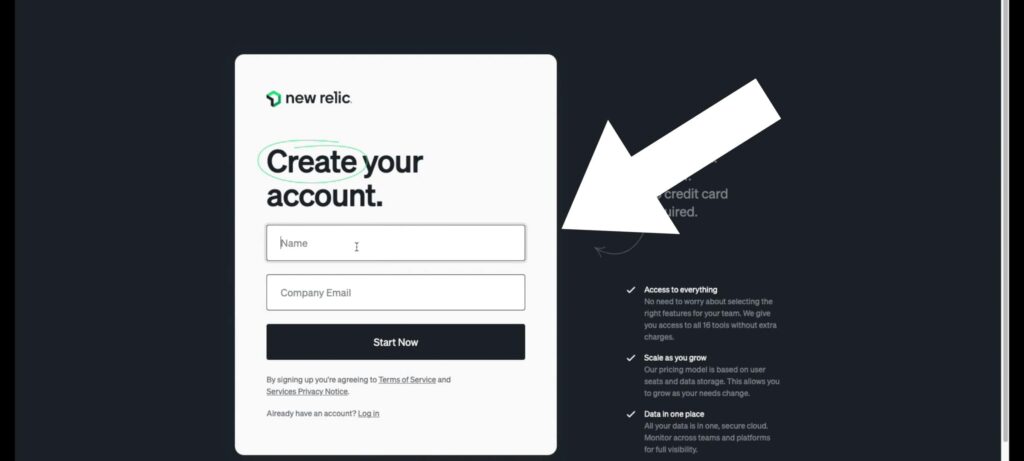 new relic create account