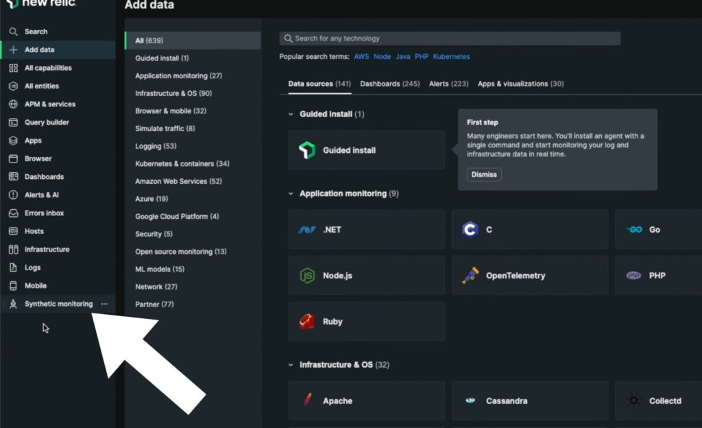 new relic dashbord with synthetics monitoring